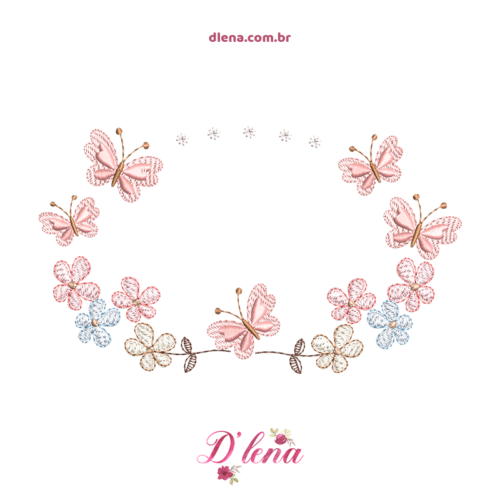 Moldura de flores com borboletas