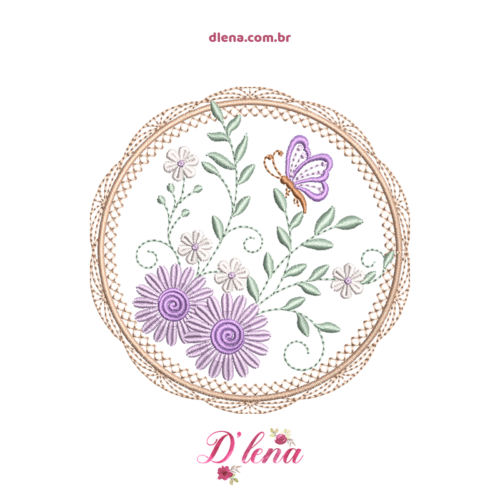 Moldura flores com borboletas